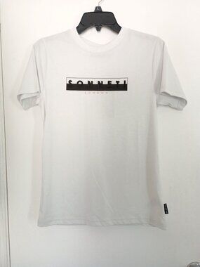 NWT boys Sonneti London white tshirt 100% cotton embroidered logo size L